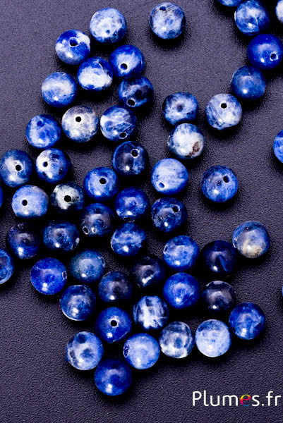 Perle in pietra naturale - Ø 5 mm, foro 1 mm - blu-bianco